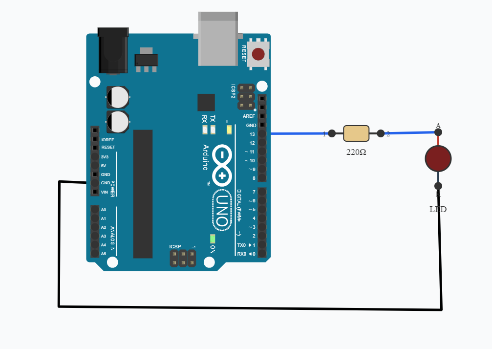 Arduino LED Blinking – Your First Arduino Project circuit diagram