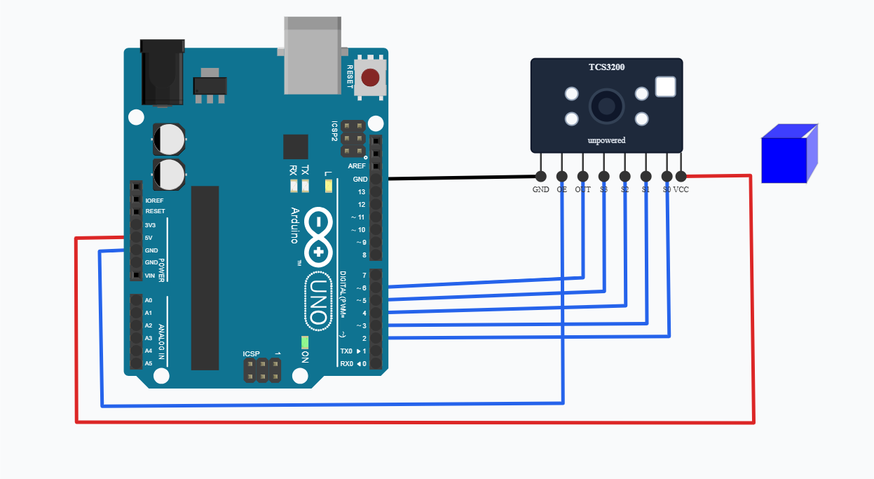 TCS3200 Color Sensor with Arduino – Measure Red, Green and Blue circuit diagram