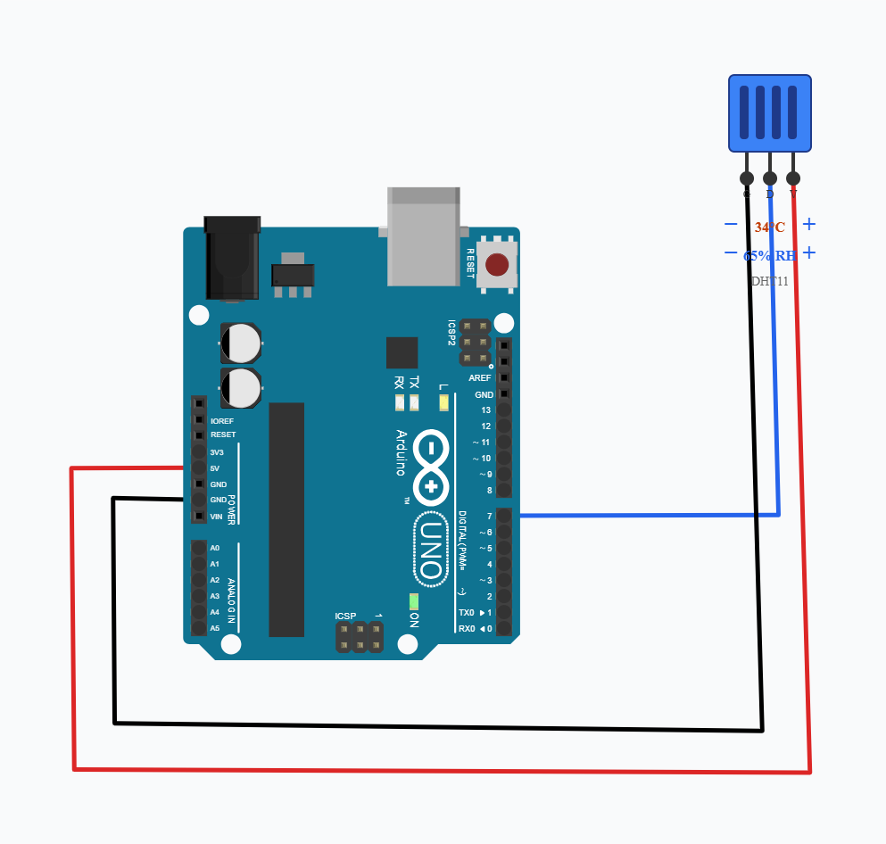 Arduino DHT11 Temperature and Humidity Sensor circuit diagram