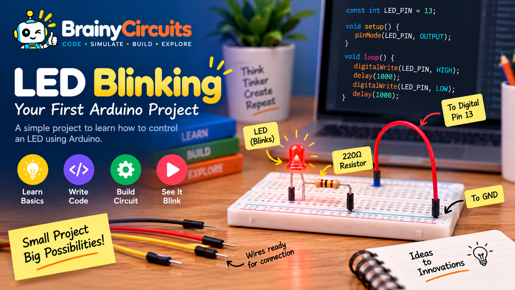 Arduino LED Blinking – Your First Arduino Project