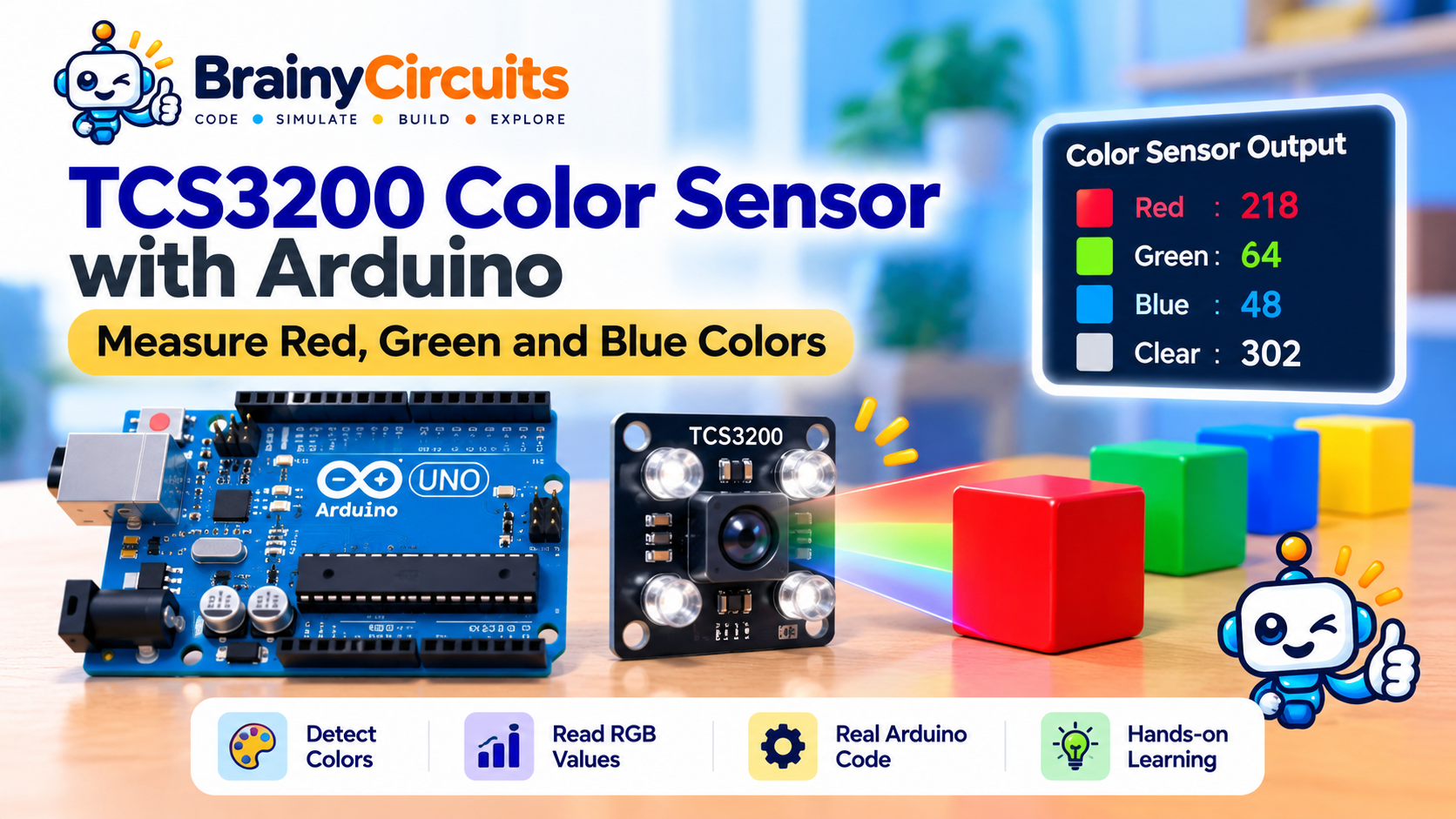 TCS3200 Color Sensor with Arduino – Measure Red, Green and Blue
