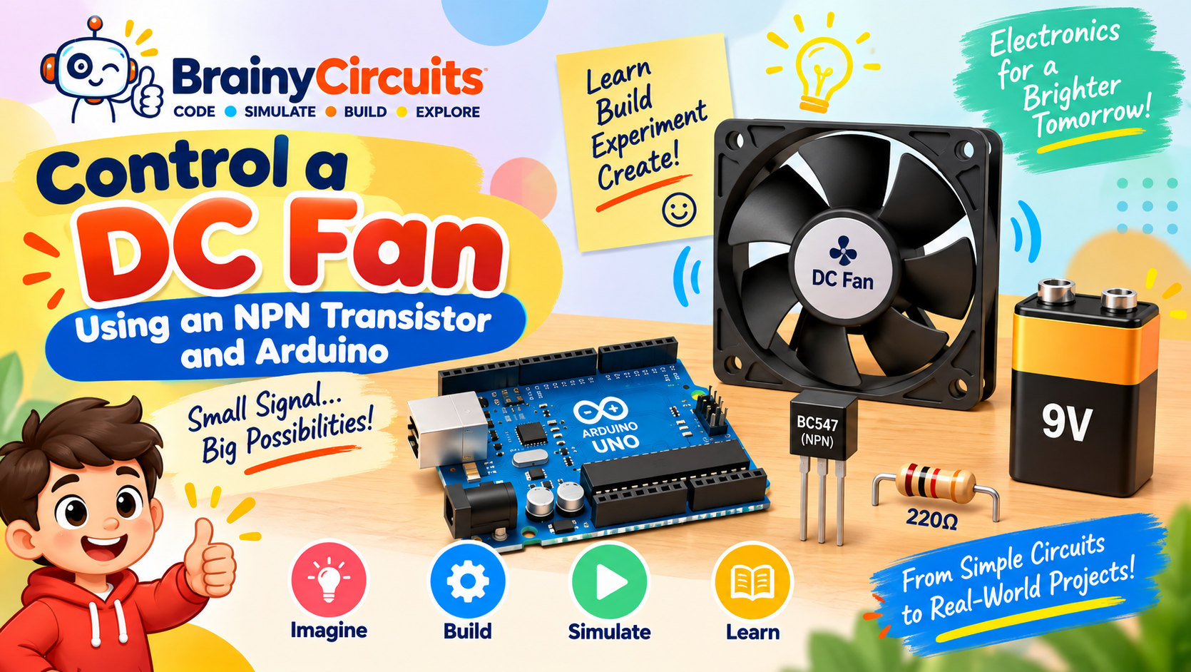 Control a DC Fan Using an NPN Transistor and Arduino