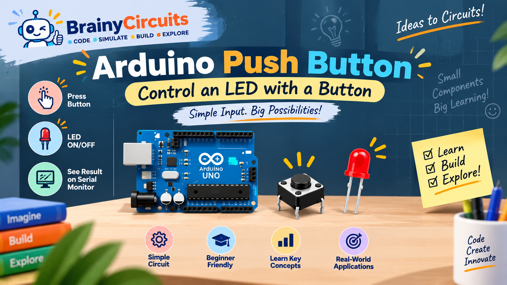 Arduino Push Button Interfacing – Control an LED