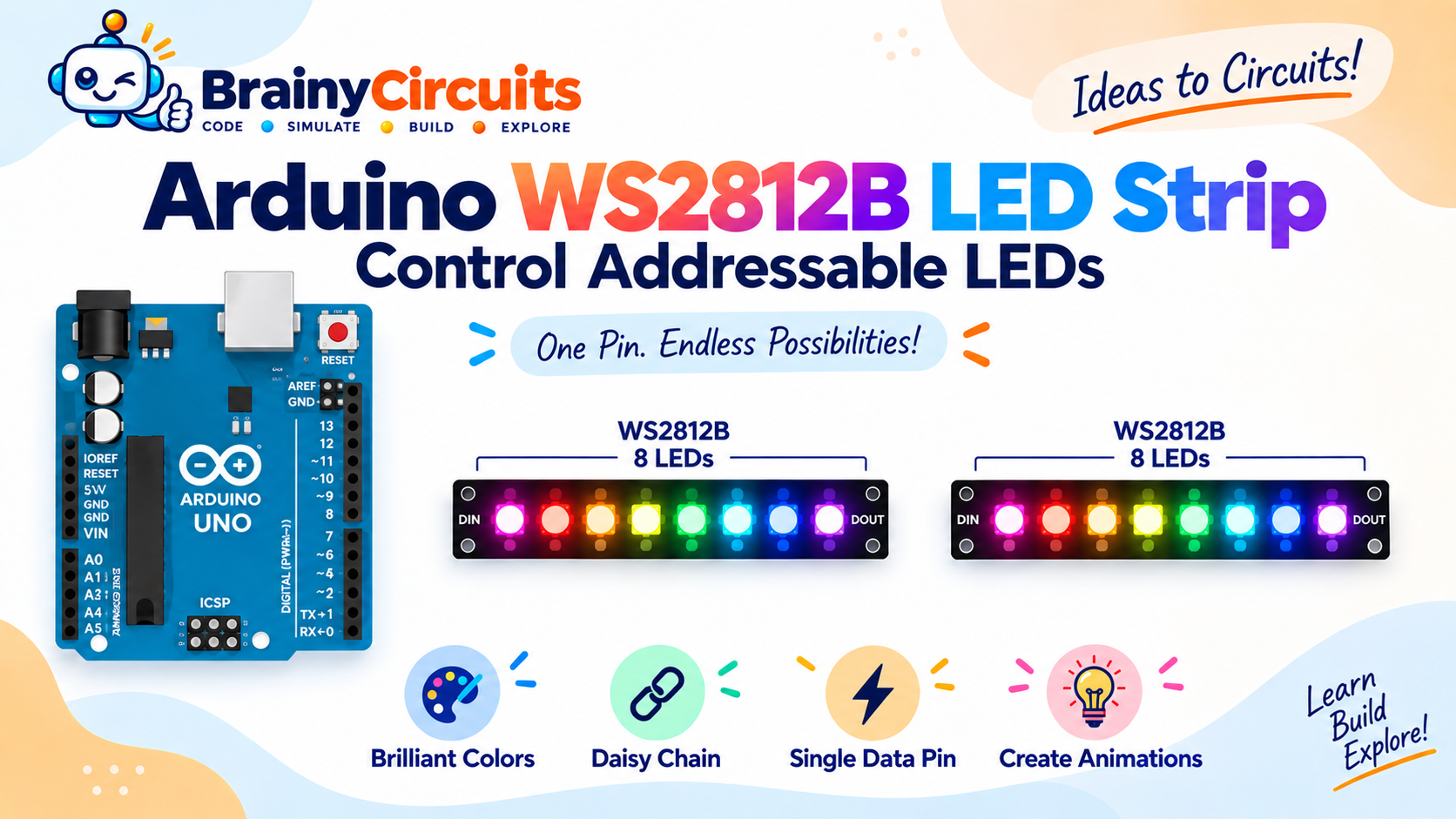 Arduino WS2812B LED Strip Interfacing – Control Addressable RGB LEDs